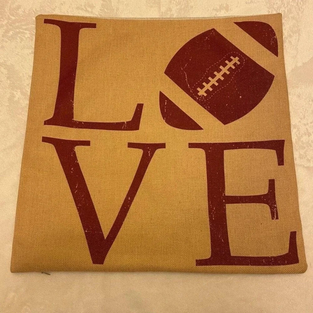 Love‎ Football Burlap Pillow covers